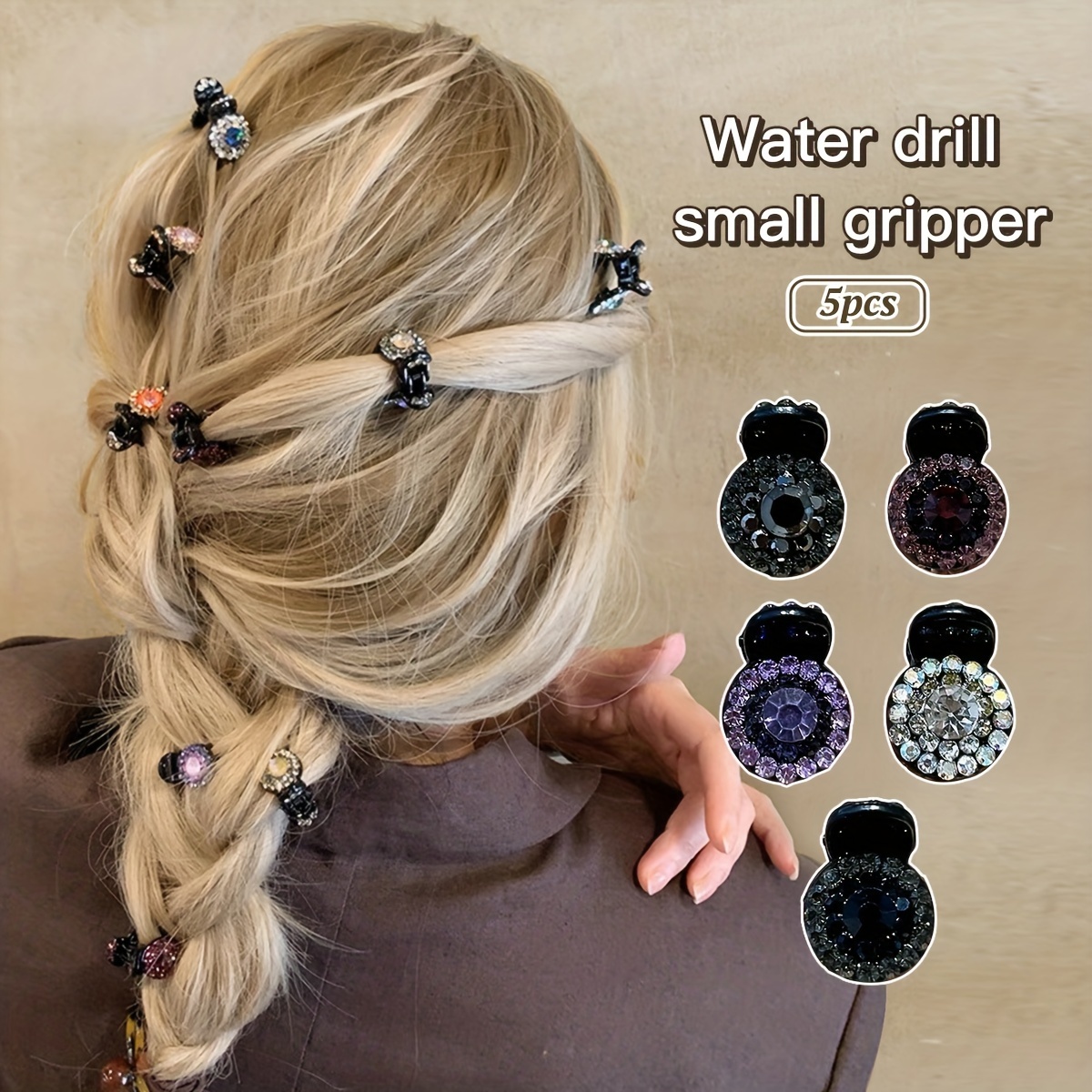 

5pcs And Cute Mini Hair Grabbers For Women, Fashionable With Diamond , Clips, And Simple Bangs Hair Clip Headwear