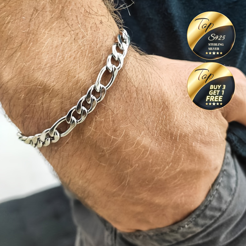 TEMU S925 Sterling Silvery 8mm Classic Bracelet, Handmade Bracelet. Suitable For Men And Women Daily Wearing And As Gift, Anniversary, Graduation