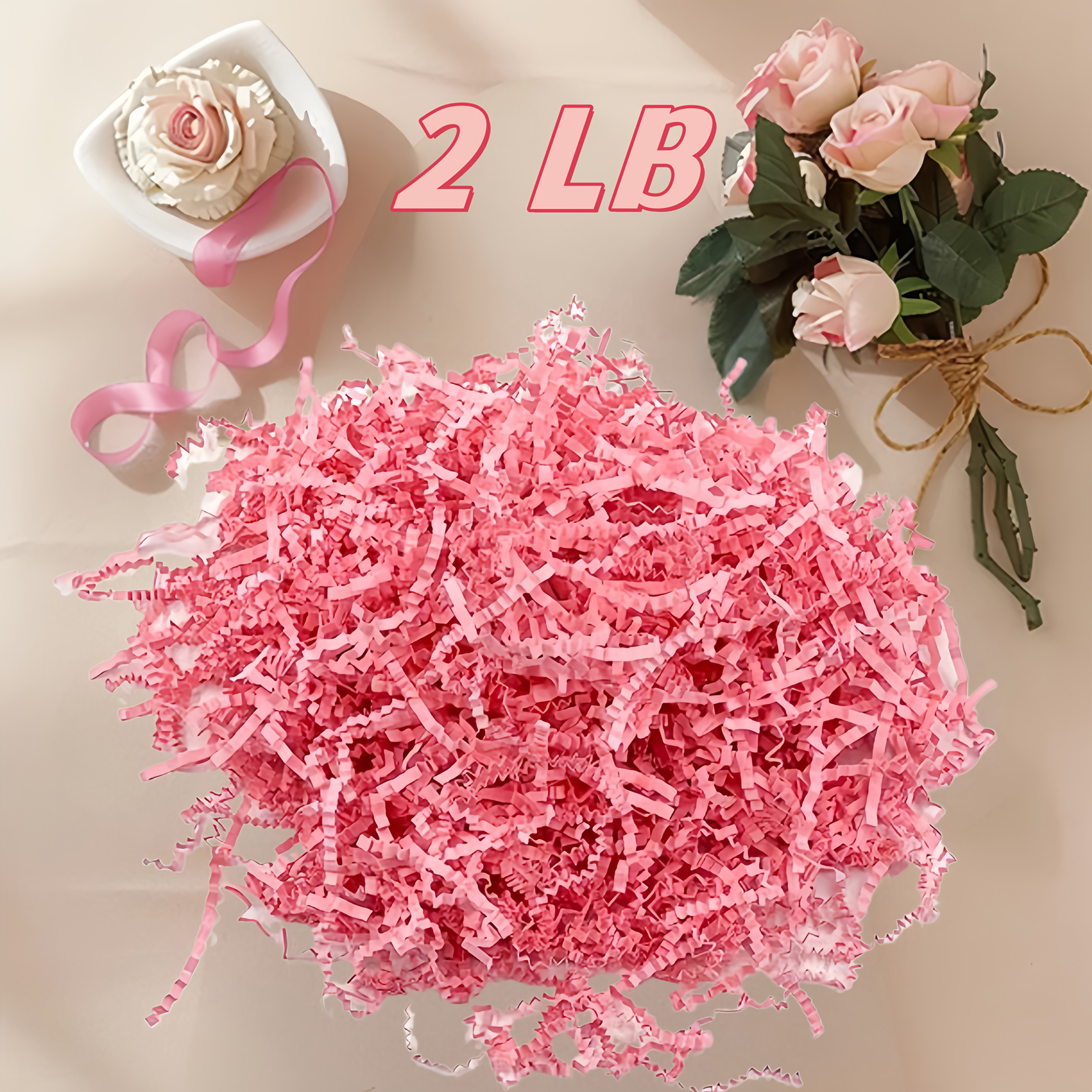 

2 Lb - Pink - Paper Filler Great For Gift Wrapping, Basket Filling, Birthdays, Weddings, Anniversaries, Valentines Day, And Other