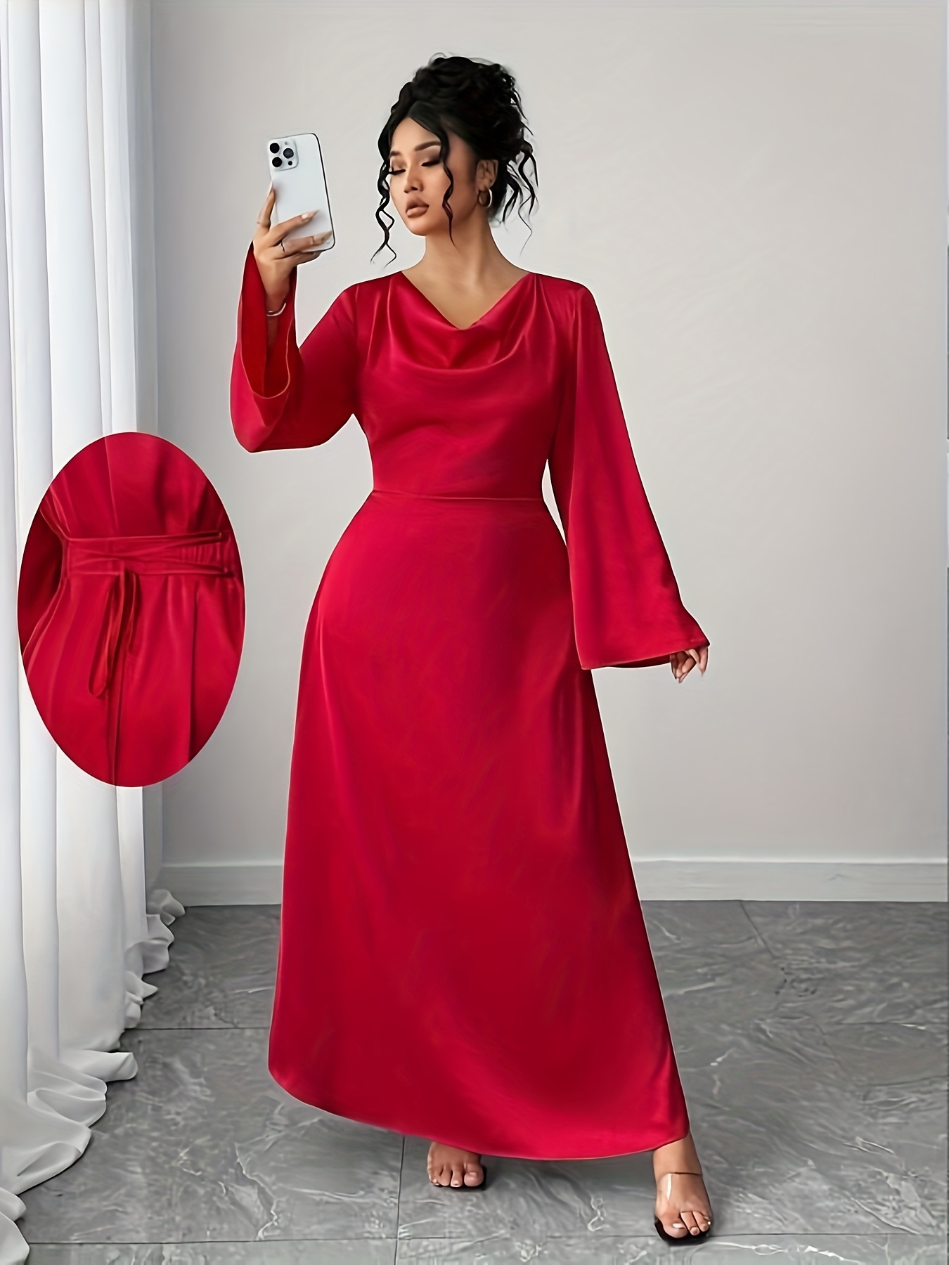 plus size elenzga womens fashion draped collar flared sleeve - Temu Bahrain