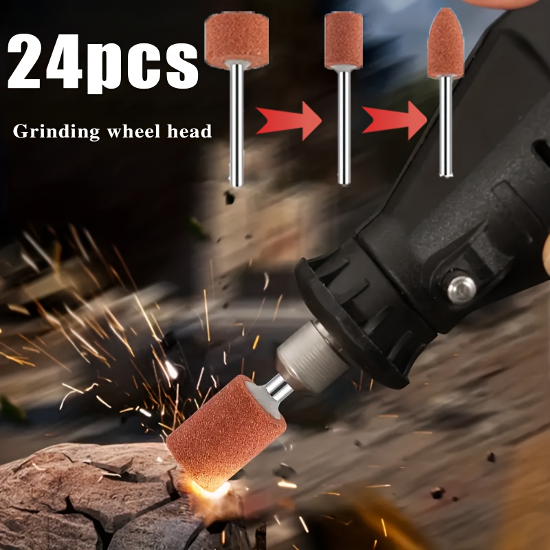 

15/24pcs Aluminum Oxide Sand Drill Bits For Rotary Tools- 1/8" Shank- Metal Rust Removal, Smoothing, Sharpening- Multifunctionality Of Various Shapes