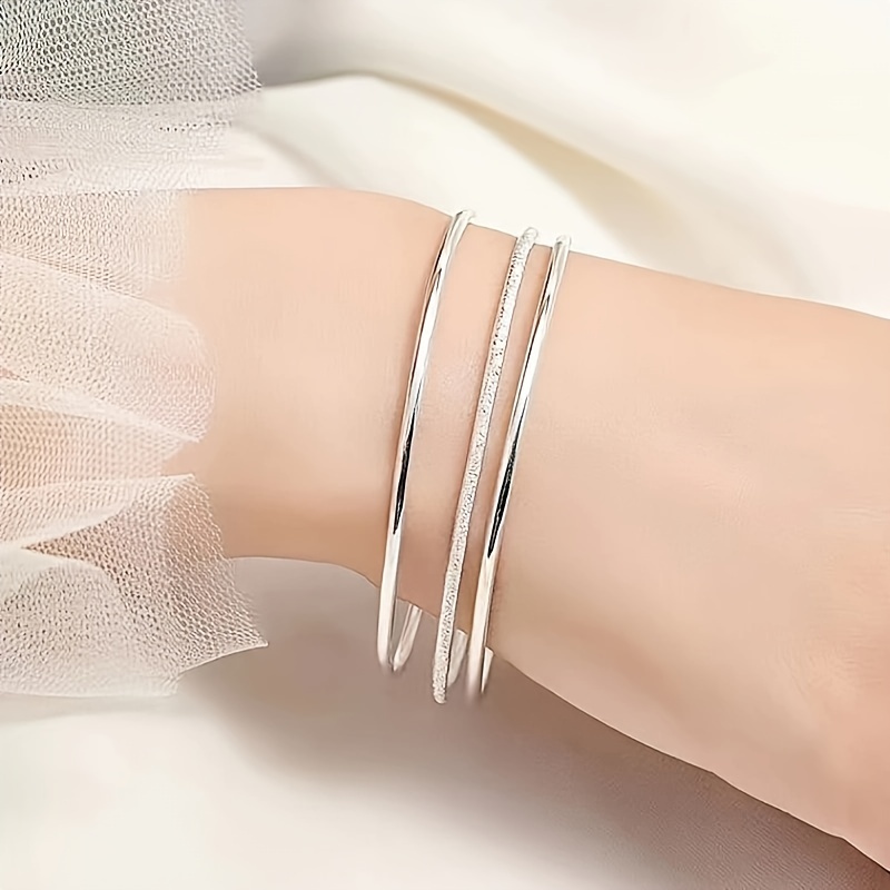 

Glossy & Matte Bangles, Luxurious Bracelets For Women, Perfect For Mother's Day Valentine's Day, Stainless Steel Jewelry