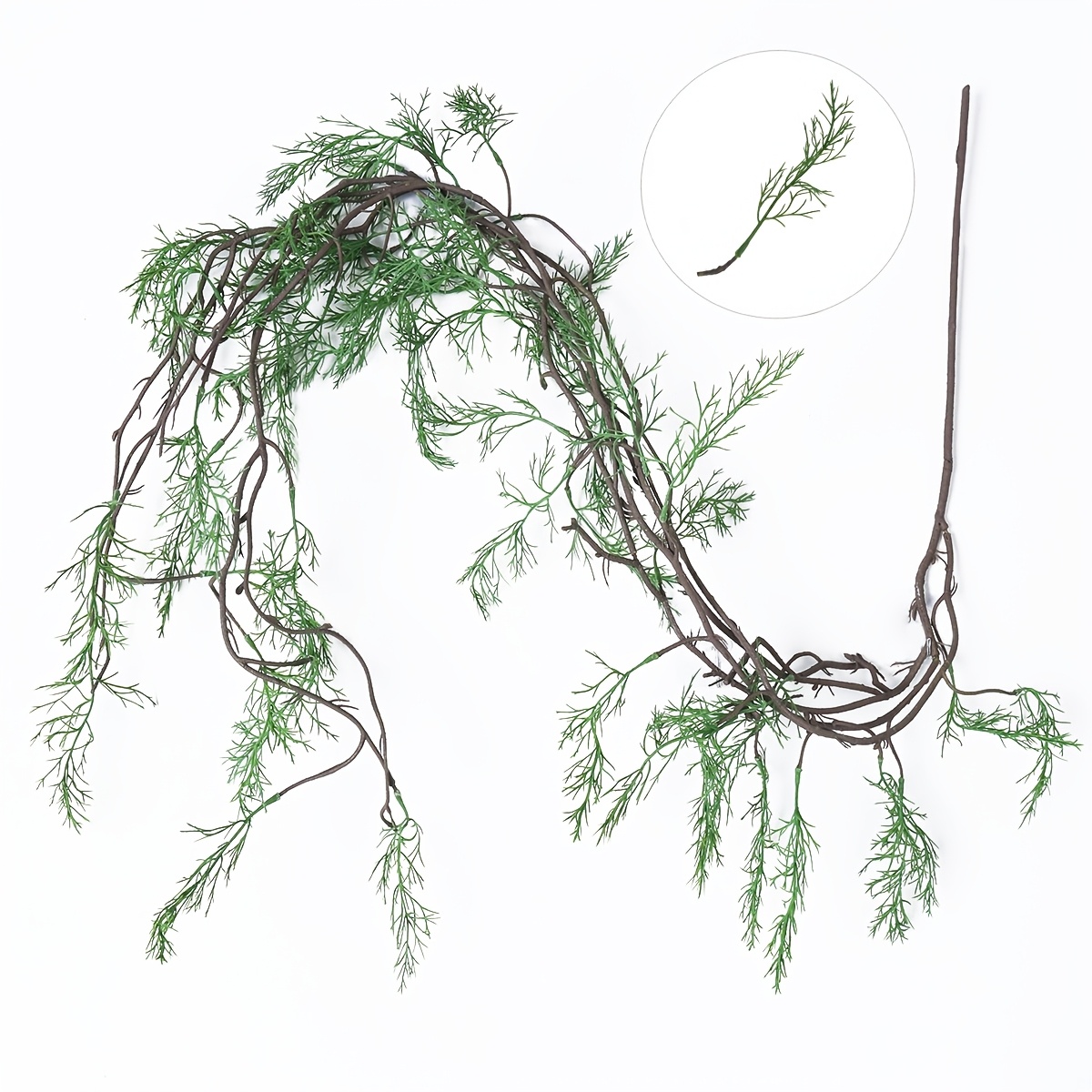 TEMU 1pc Large Realistic Artificial Ivy & Fern Hanging Plant - High-end Lifelike Fake Vine With Green Foliage, Durable Plastic Indoor/outdoor