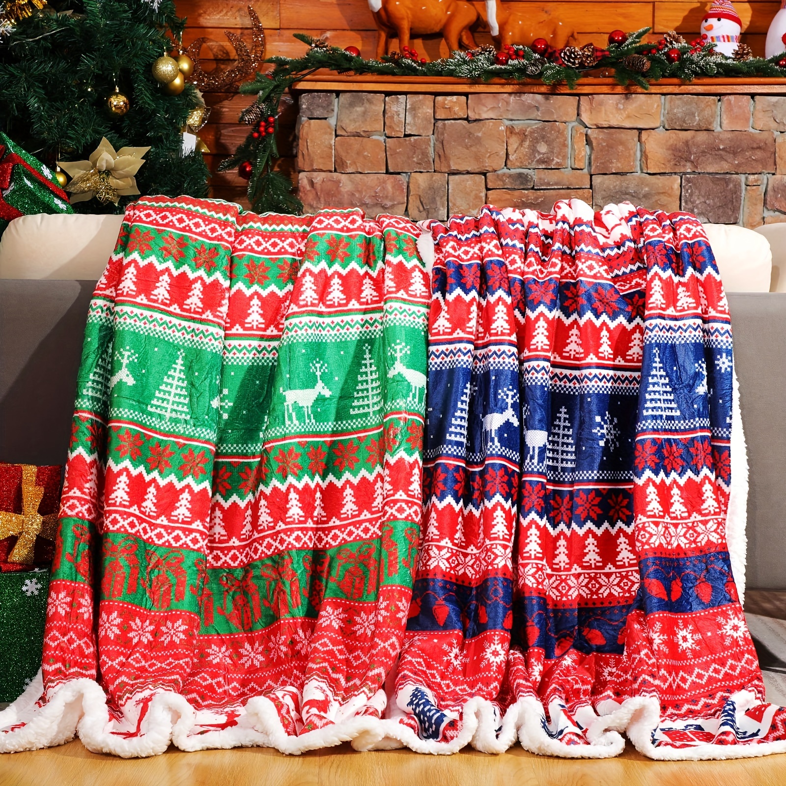 

2 Pcs Christmas Fleece Blankets Blanket 380 Gsm Fleece Blanket For Bedding