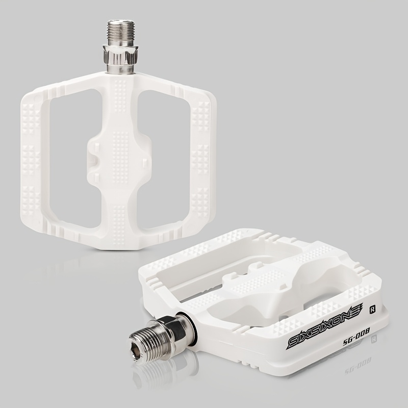 TEMU Sixsixone Nylon Fiber Bicycle Pedals With 2 Du Bearings, High-strength Chromoly Steel Axle, Nylon Body, Widened And Enlarged Pedals For Mountain
