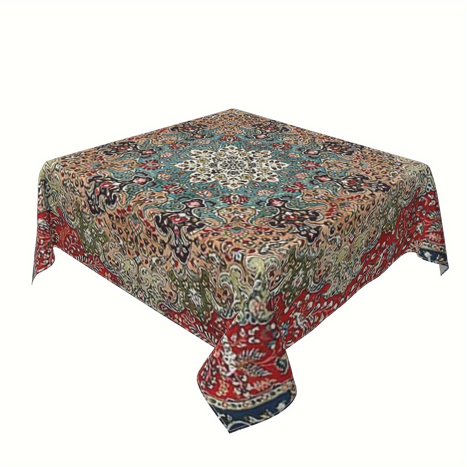 

1pc Vintage Print Tablecloth, 60x60 Inch, Polyester, Single-sided, No Electricity Needed, For Kitchen, Party, Picnic, Dinner, Home & Outdoor Decor - Z522