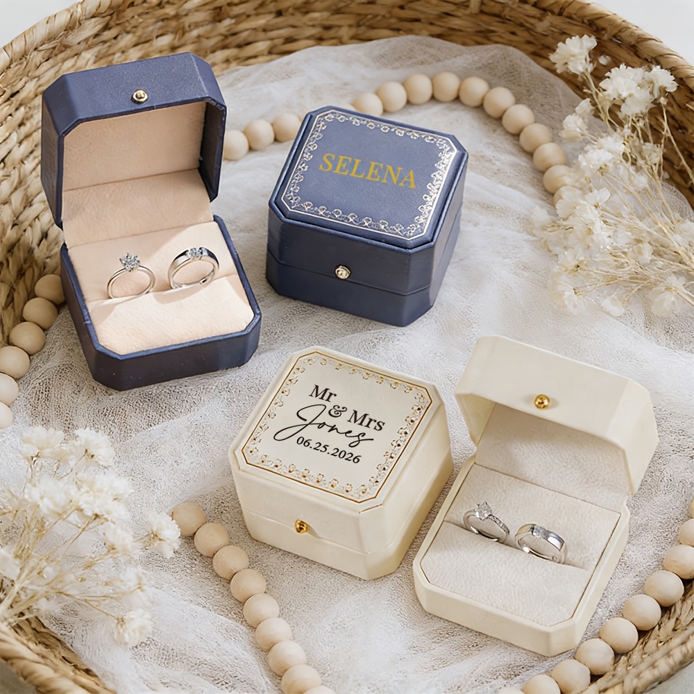Personalized Wedding Ring Box with Velvet Lining