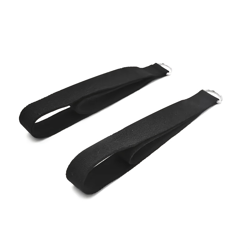 TEMU Juego de 2 correas de yoga con anillo en D de fibra negra - Accesorio de yoga duradero para equipos de fitness en casa
