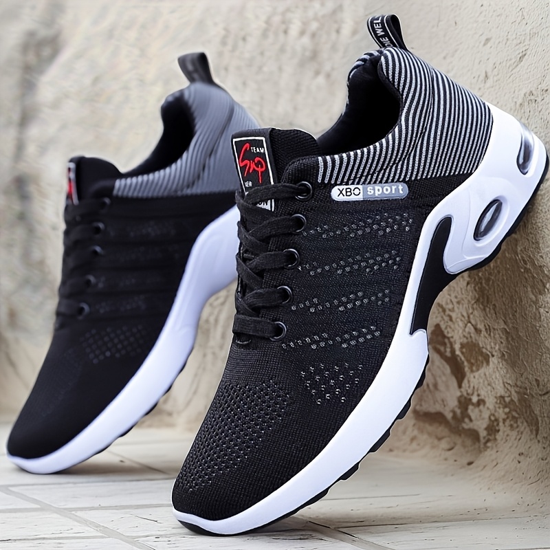 breathable and comfortable mens sports shoes featuring stylish woven knit shock absorption slip     top lacing suitable for all   outdoor sports and jogging
