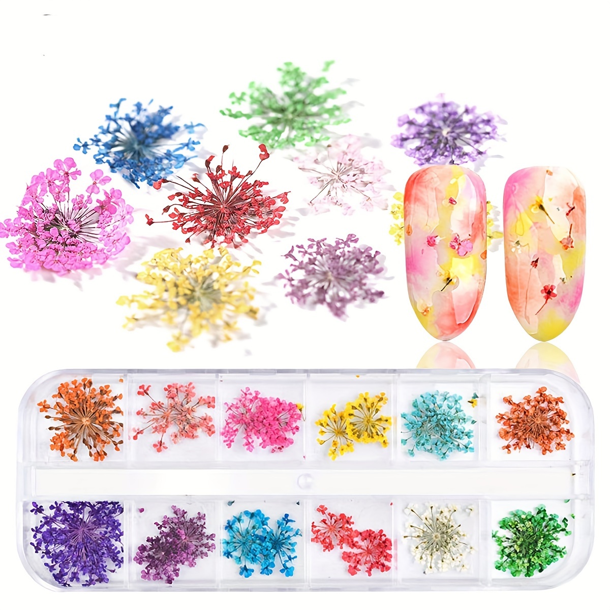 

24/36pcs 3d Dried Flower Nail Decoration Natural Floral Sticker Mixed Dry Flower Colorful Decals Jewelry Uv Gel Polish Manicure