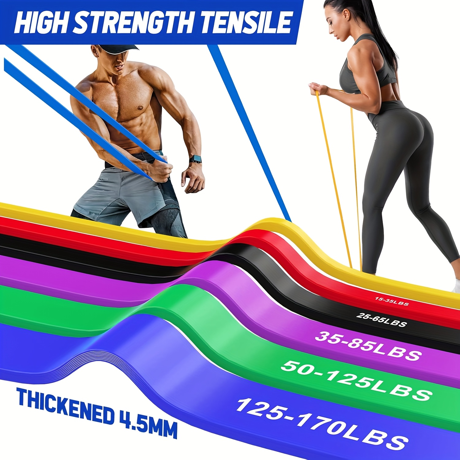 [Assistance with Pull-Ups] 5-Level Pull-Up Bands Set | Calisthenics, Bodyweight Workouts, Muscle Toning, Yoga, Stretching