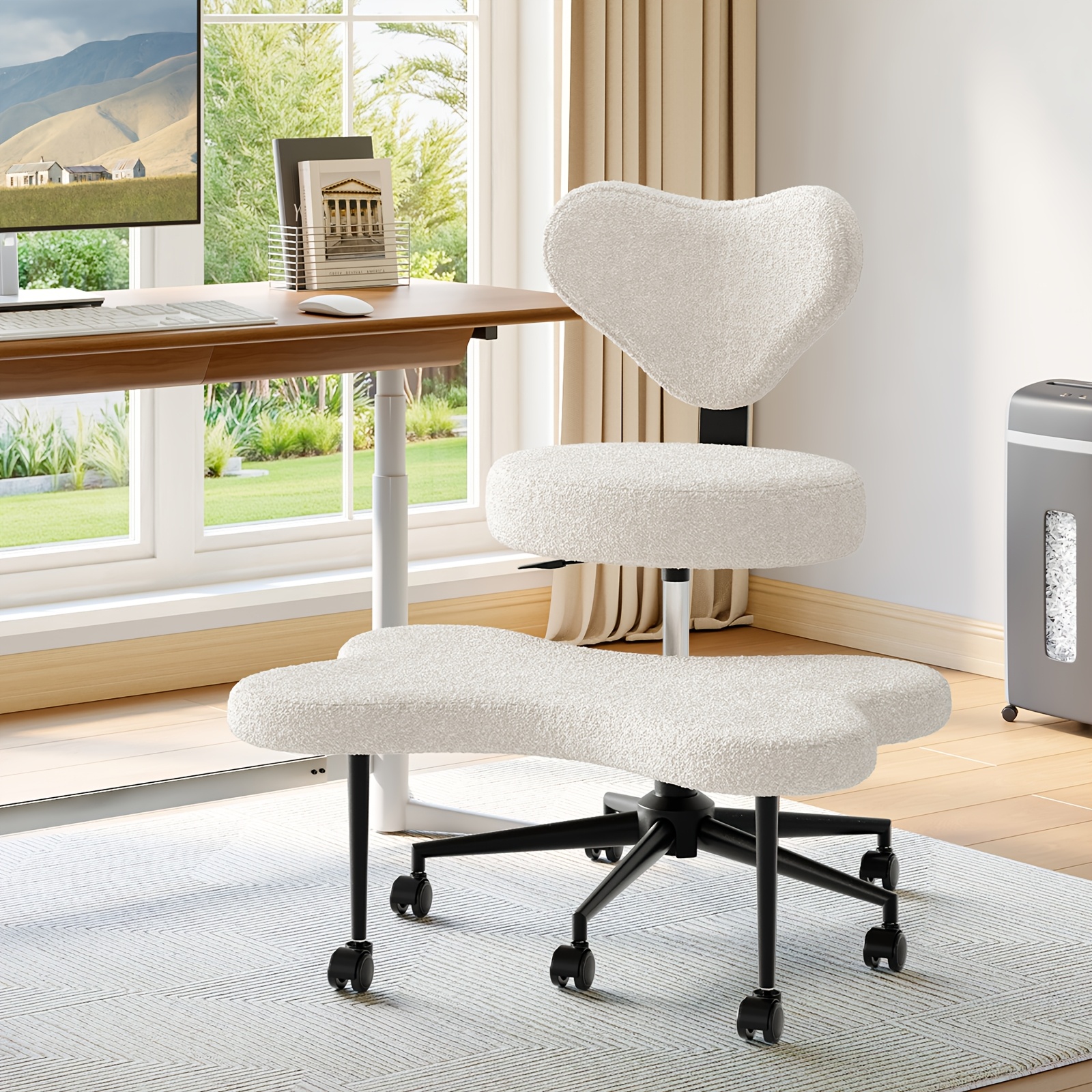 TEMU Chaise à Jambes Croisées - Chaise de Méditation à Roulettes, Chaise TDAH, Siège à Hauteur Réglable, Tabouret Réglable, Ergonomique, Flexible,
