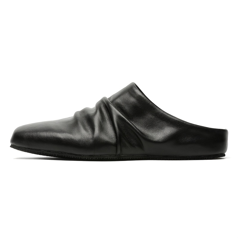 square toe pleated design semi slip mule shoes men's shoes - Temu