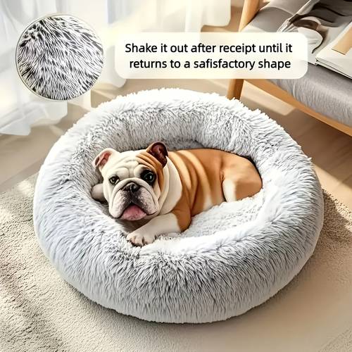 thickened large size round long plush dog bed cat bed pet bed 40cm 100cm dog bed non slip base made of faux fur warm and plush cushions suitable for small dogs medium dogs and large dogs pet halloween christmas gifts