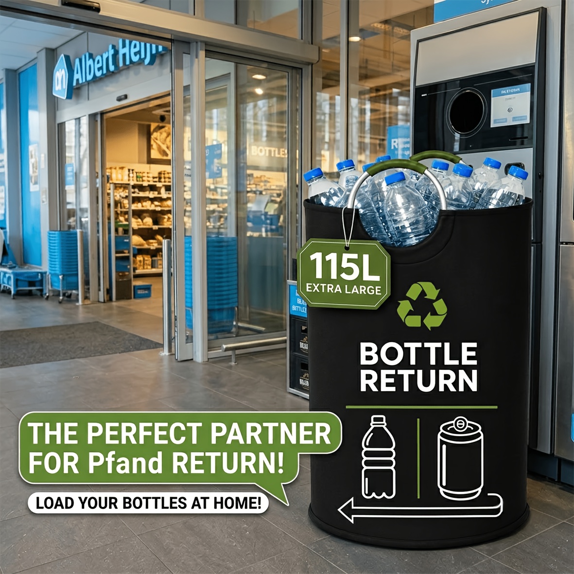 TEMU 115l Extra Large Bottle Return Bag, Recycling Organizer Bag For Plastic Bottles, Beverage Cans & Drink Cartons, Heavy Duty Deposit Bottle