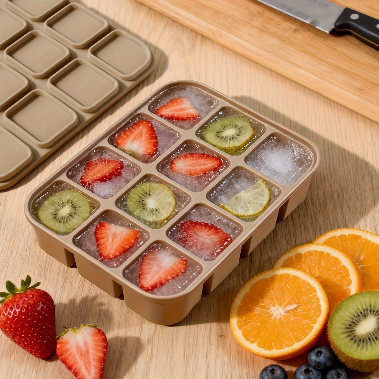 12 cube silicone ice tray with lid flexible mold   ice for clear   whiskey   meal prep dishwasher oven safe reusable
