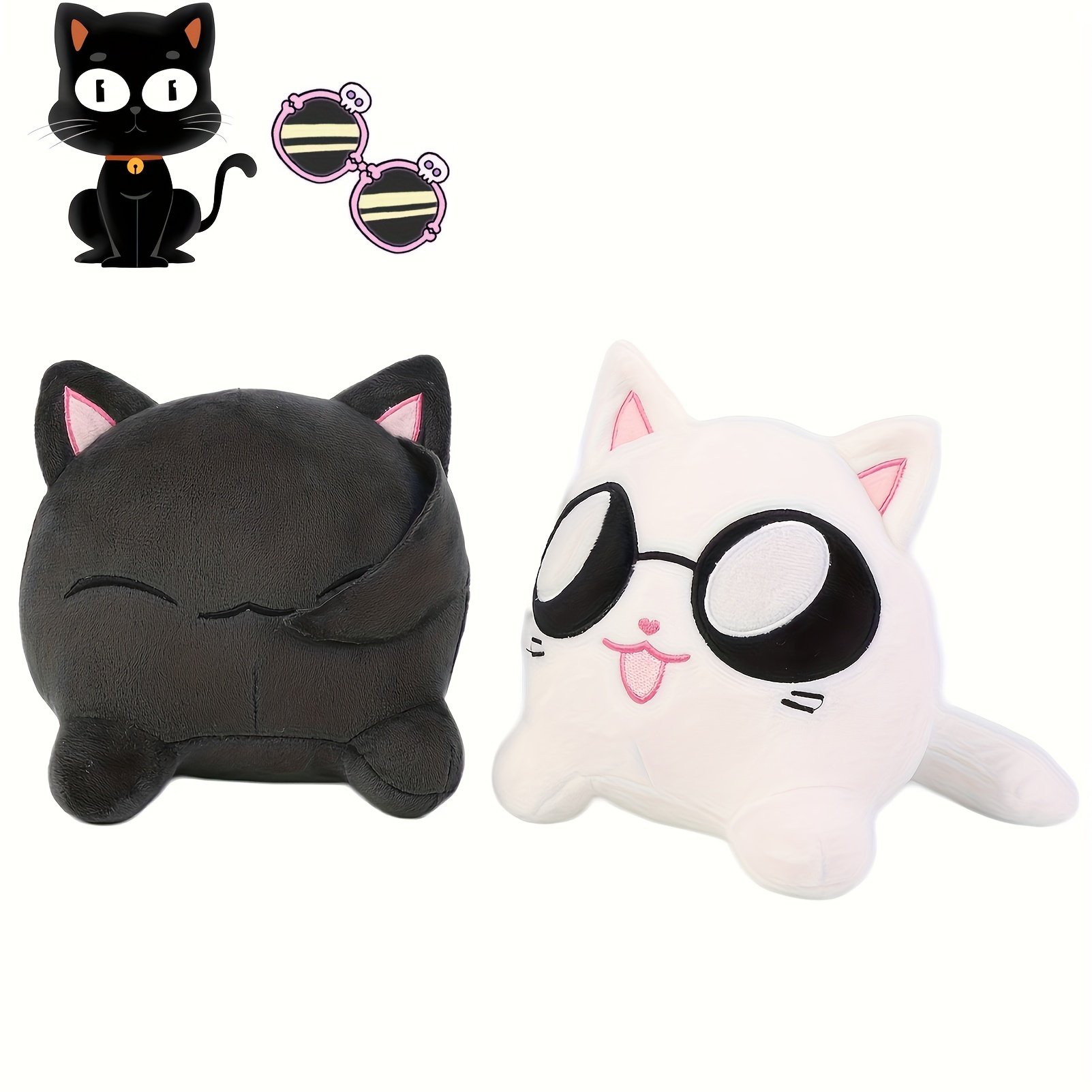 

Kawaii Anime Character Cat Plush Toy - Cute Sleeping Cat Game Doll, Soft Cotton, Perfect For Home Decor & Birthday Gifts, Ideal For Ages 0-3 Years - White & Gray Cat Plush Pillow