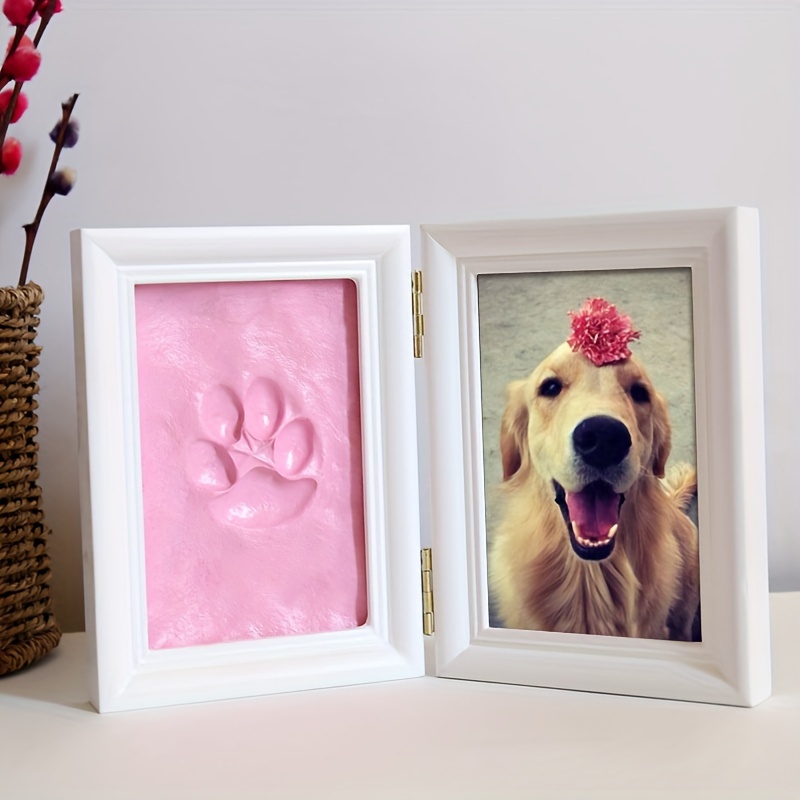 

Paw Print Photo Frame With Clay Kit - Print Memorial, Uncharged Display Stand For , Gift For Pet Owners