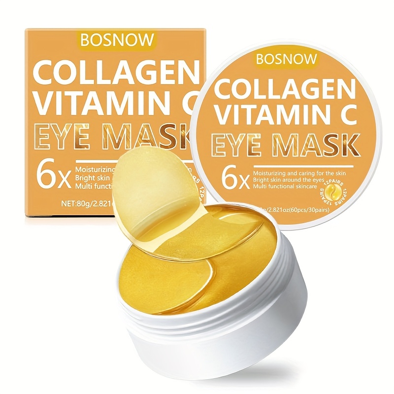 Image of 60pcs Of Collagen And Vitamin C Eye Mask - Low Eye Mask Suitable For , Brightening, Moisturizing, Dry, 60pcs, Care, Care, Necessary For Self-care