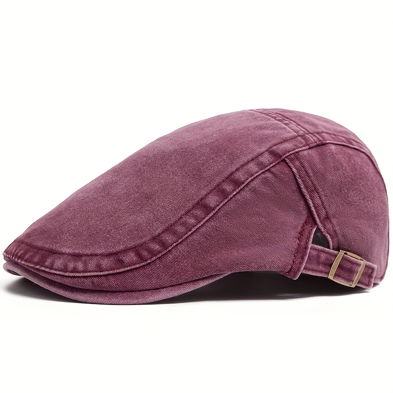 TEMU Men' & Women' Vintage Washed Beret - Soft Retro Newsboy Visor Hat Suitable For Spring Summer Daily Wear, Unisex Flat For Casual Outfits, Hand