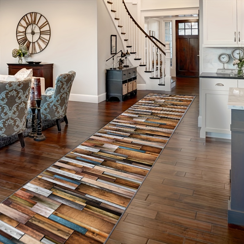 1pc Modern Geometric Kitchen Runner Mat, 2x7, 8/10, 4/13ft, Non-Slip,  Machine Washable Polyester, Lightweight, Rectangular, with Braided Weave,