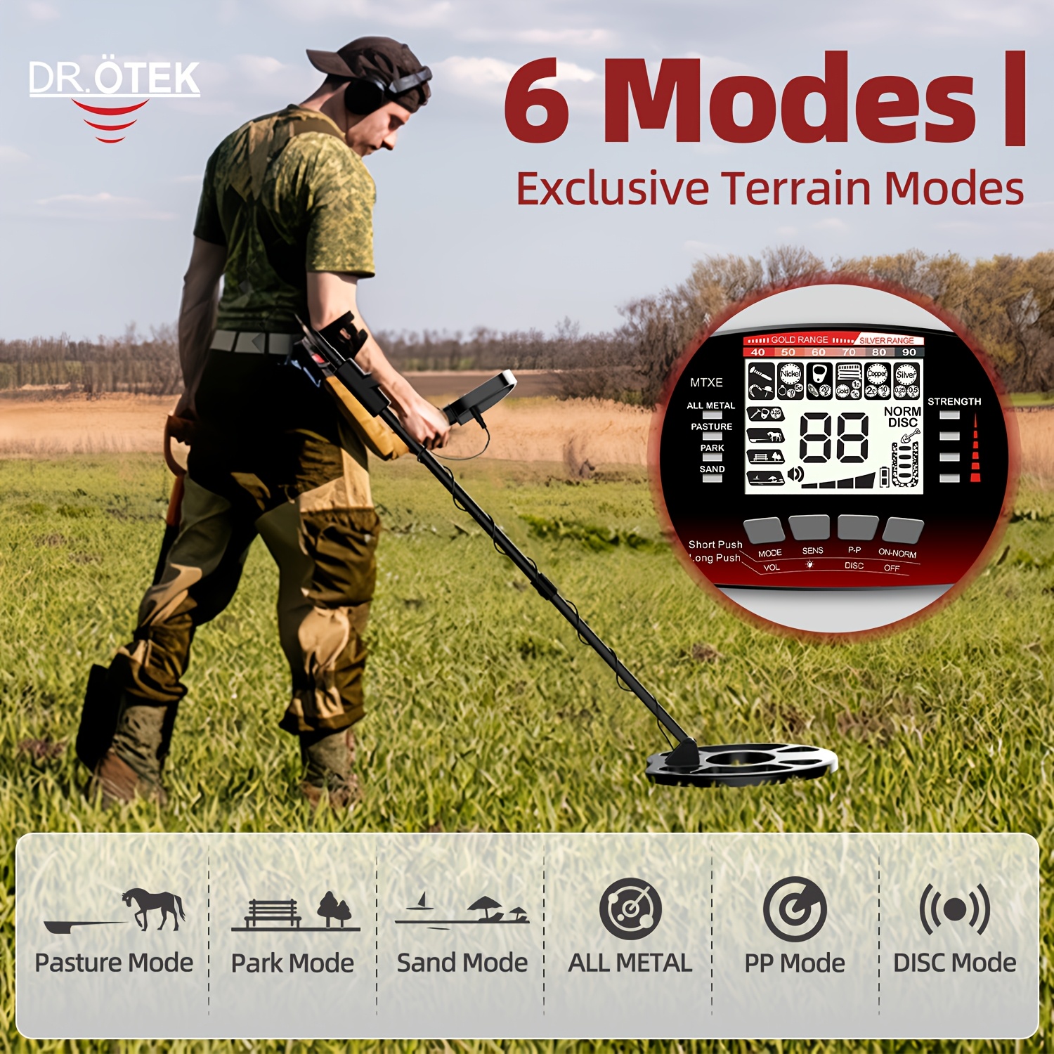 

Dr.ötek Metal Detector For Adults & , -1 - & , Golden & Metal Detection With Lcd Display, 6 Adjustable , High , Lightweight, Easy To Operate, Ideal For Beach & Outdoor Use