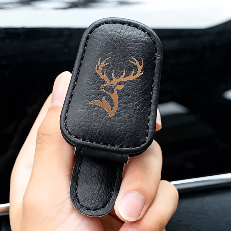 TEMU 1pc Cerf 2D Impression Plate Multifonctionnel Volet de Voiture Lunettes de Soleil Organisateur Clip de Rangement Installation Facile Universel
