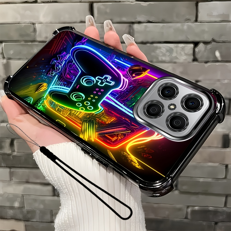 TEMU Phone Case: 2pcs Set: Includes 1 Phone Case + 1 Strap,cool Lights 2d Flat, Phone Case,suitable X8,x30i,unisex Lanyard Phone Case,luxury
