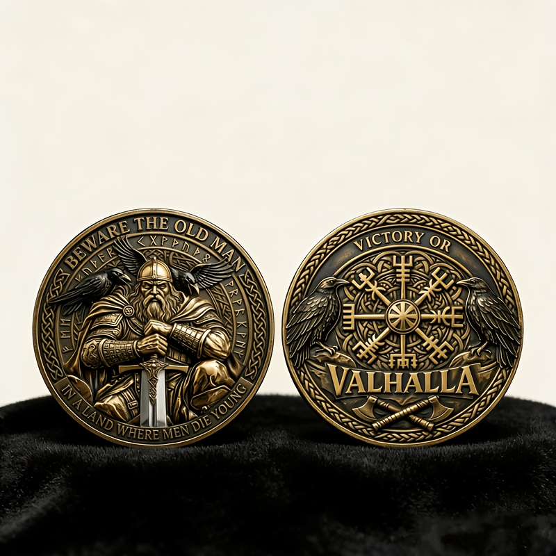 TEMU Moneda de réplica, 1 pieza, con temática vikinga