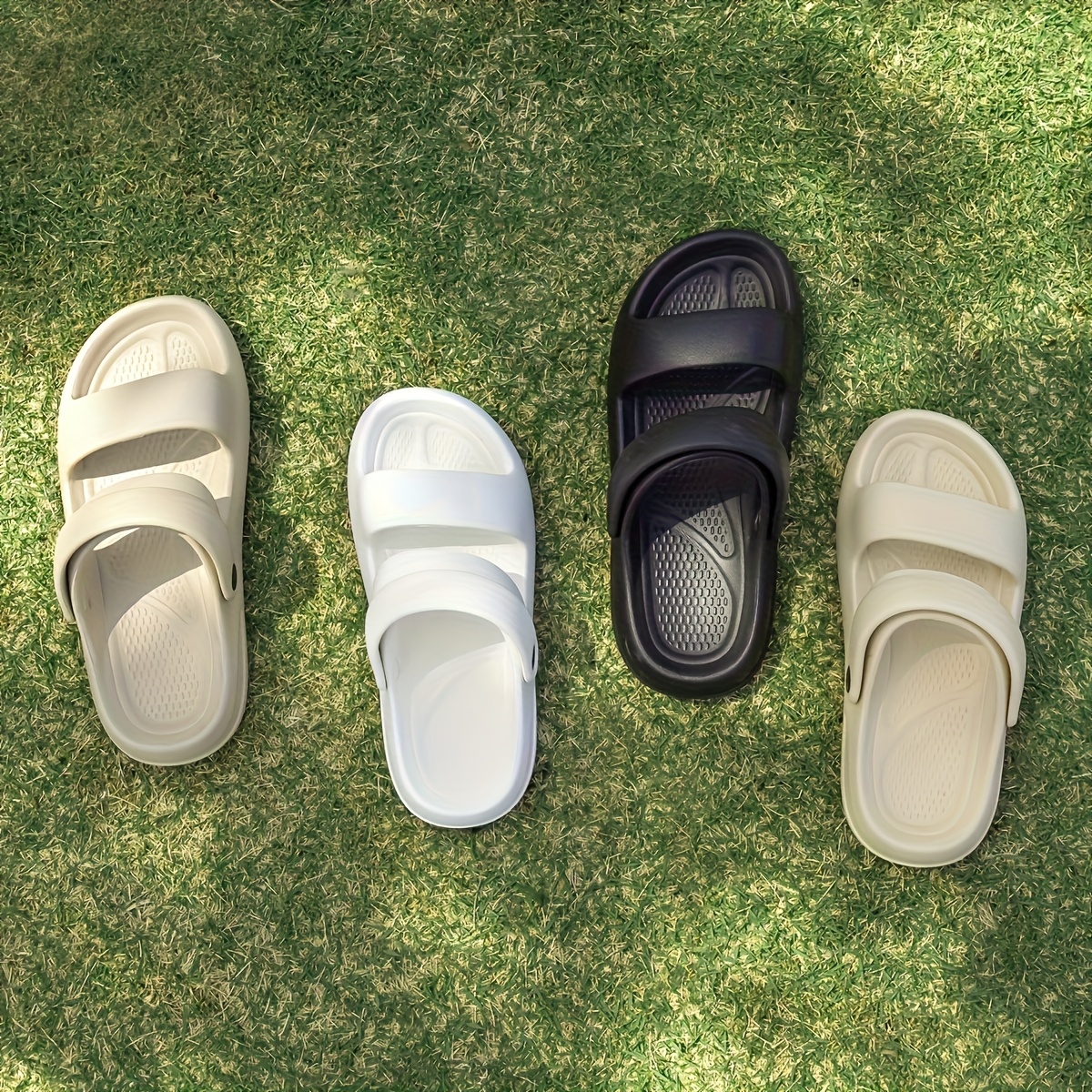 grace womens eva slide sandals open toe double strap indoor outdoor slippers lightweight comfortable casual     perfect valentines gift indoor slippers minimalist sandals eva material strappy sandals Product details 1