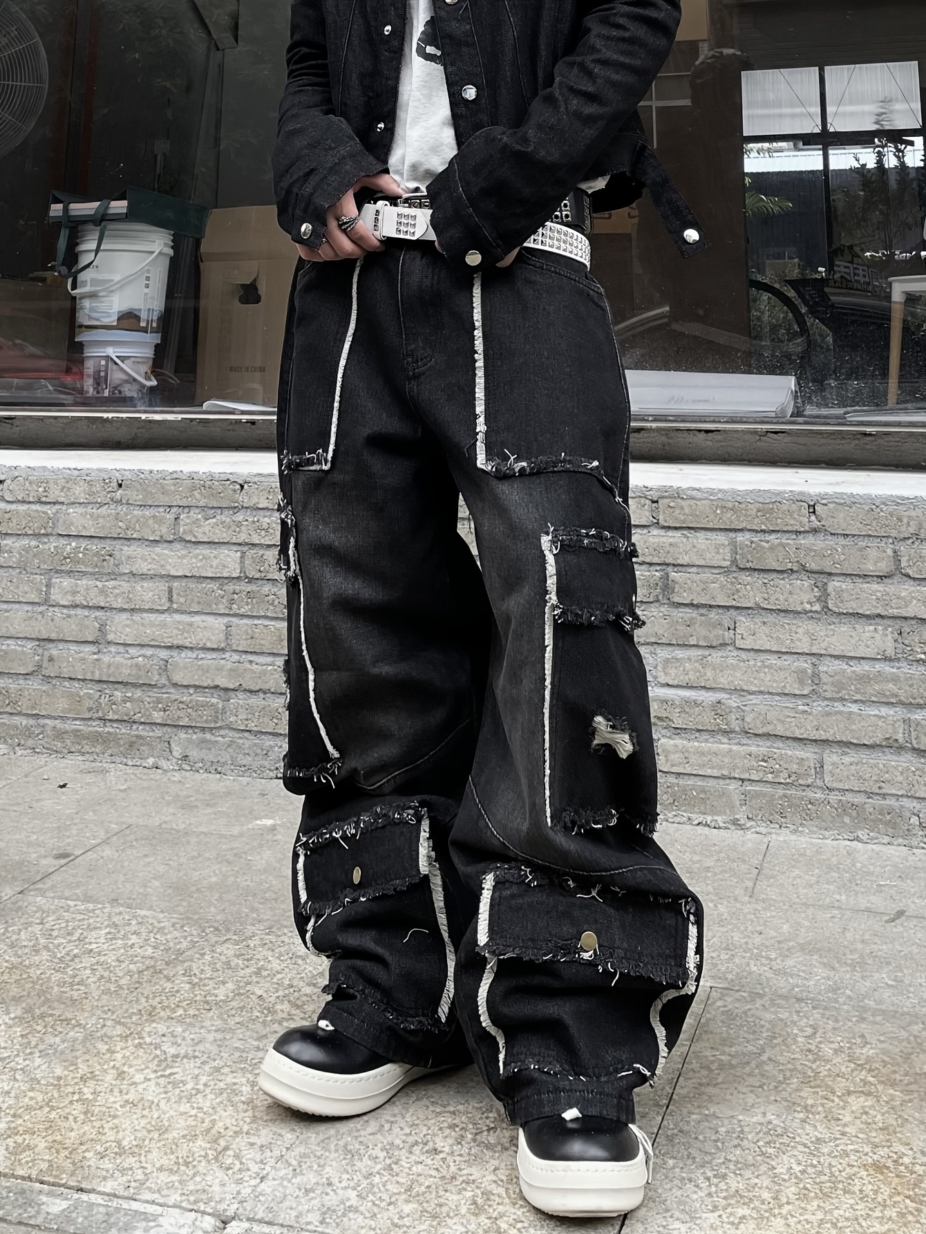 mens heavyweight jeans non stretch streetwear pants Temu Kuwait