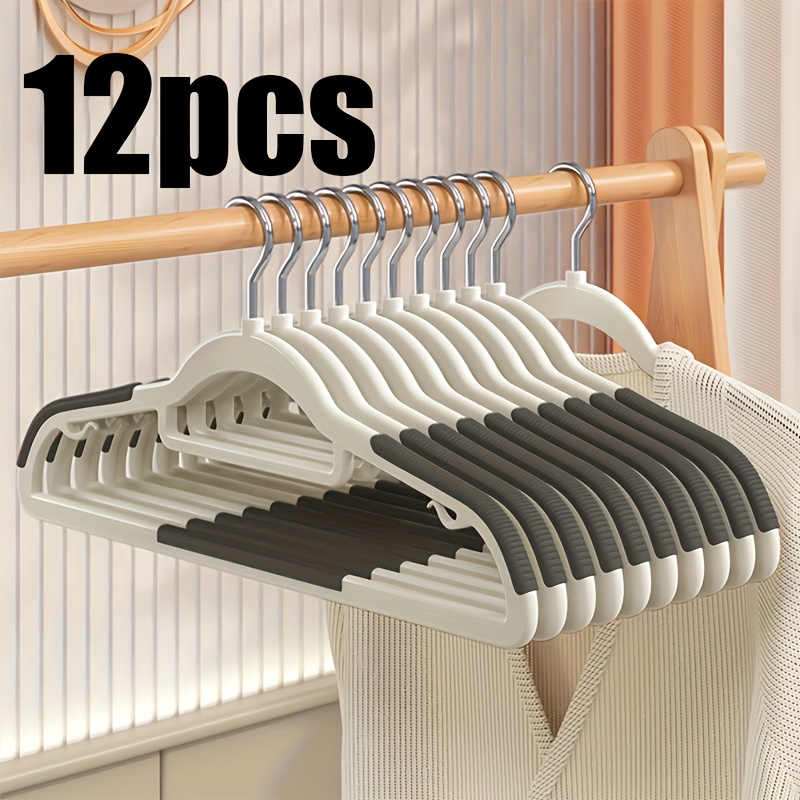 TEMU 12pcs Plastic Hangers. Thick And Moisture-resistant Anti-slip Storage System For Space- In Wardrobes. Suitable For T-shirts, Long-sleeve Shirts,