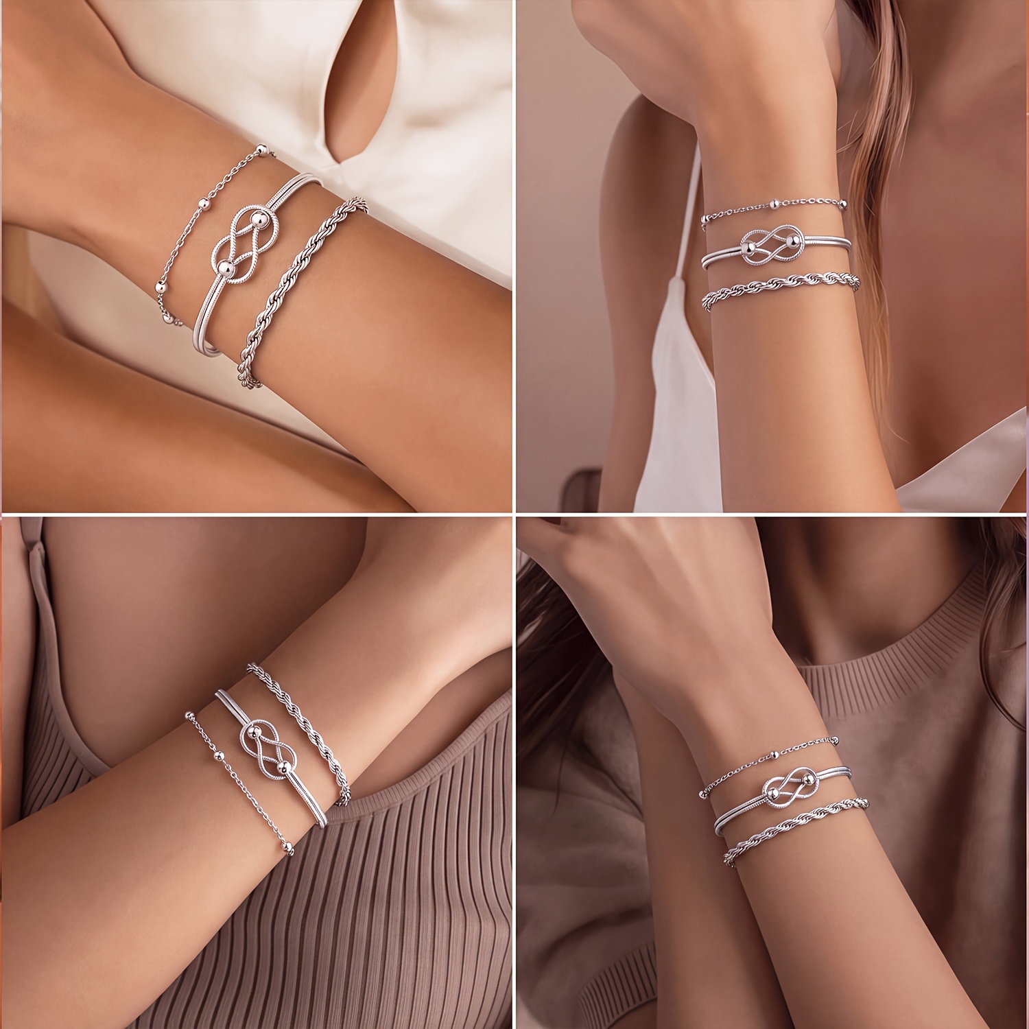 3pcs Women's 316L Stainless Steel Bracelet Set