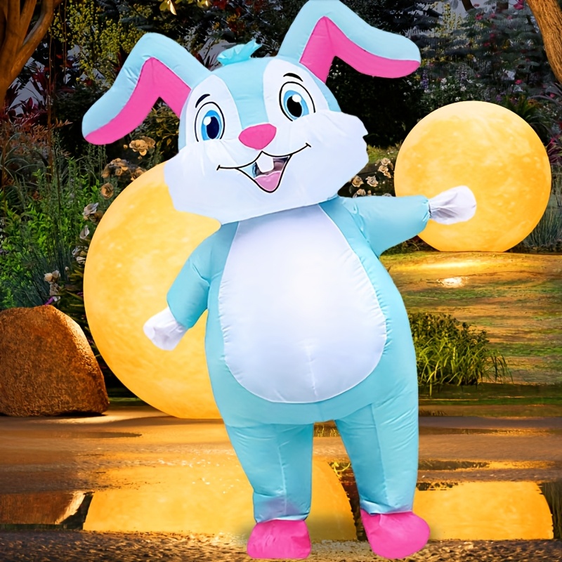 Adult Easter Bunny Costume Set – Full Bunny Suit With Headgear, Gloves & Shoe Covers For Parties