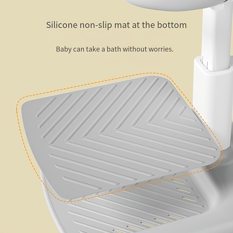 Adjustable Folding Standing Bath Table with Non-Slip Base - Heavy-Duty PP Material, Ergonomic Design for Safe Bathing, Easy Setup & Storage