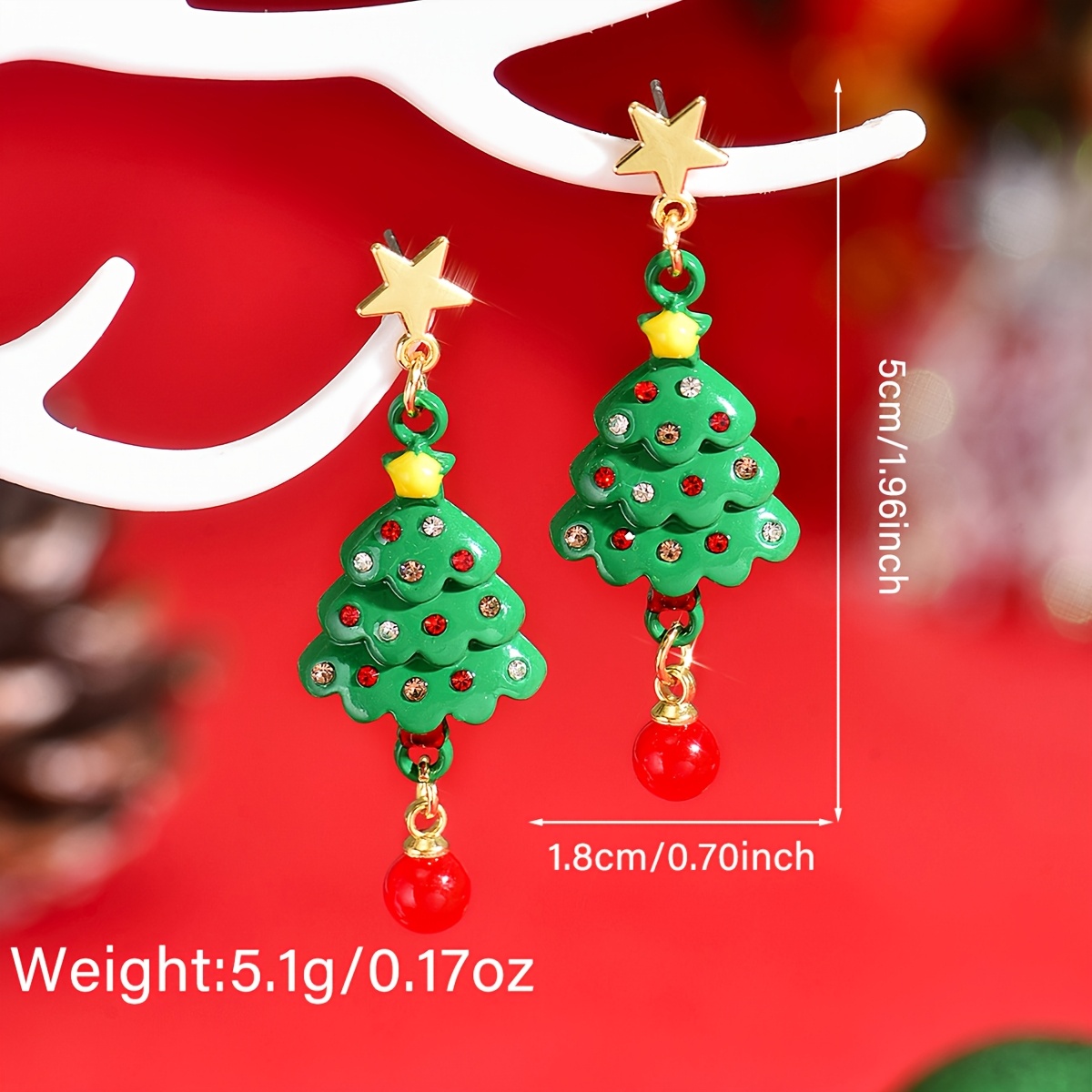 Women's Handmade Multi-Color Christmas Tree Drop Earrings