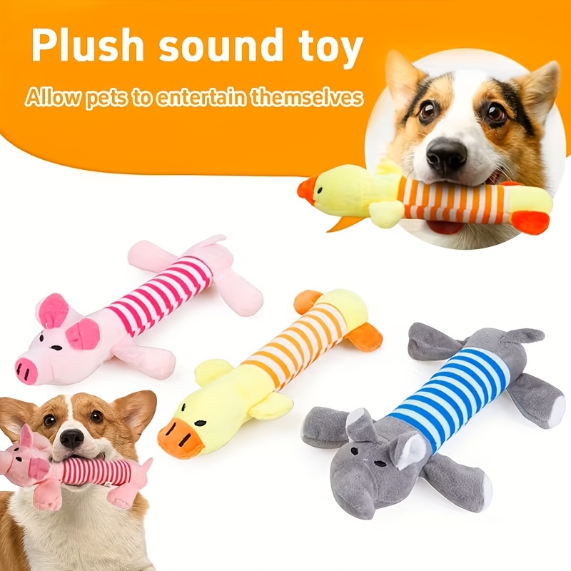 1pc animal pattern chew toy squeaky   elephant duck plush for puppy teething durable interactive dog toy with teething texture Product details 0