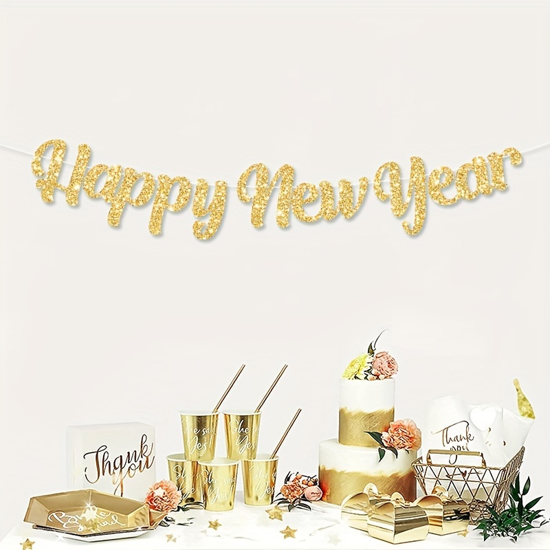 New Year Theme Party Happy New Year Glitter Banner New Year Banner Letter Banner