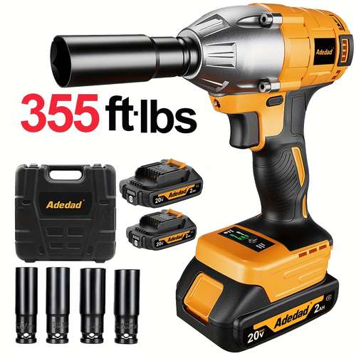 20V Cordless Impact Wrench Set – 1/2" High Power Driver With 2x 4.0Ah Li-ion Batteries, 2800 RPM, Lifetime Warranty