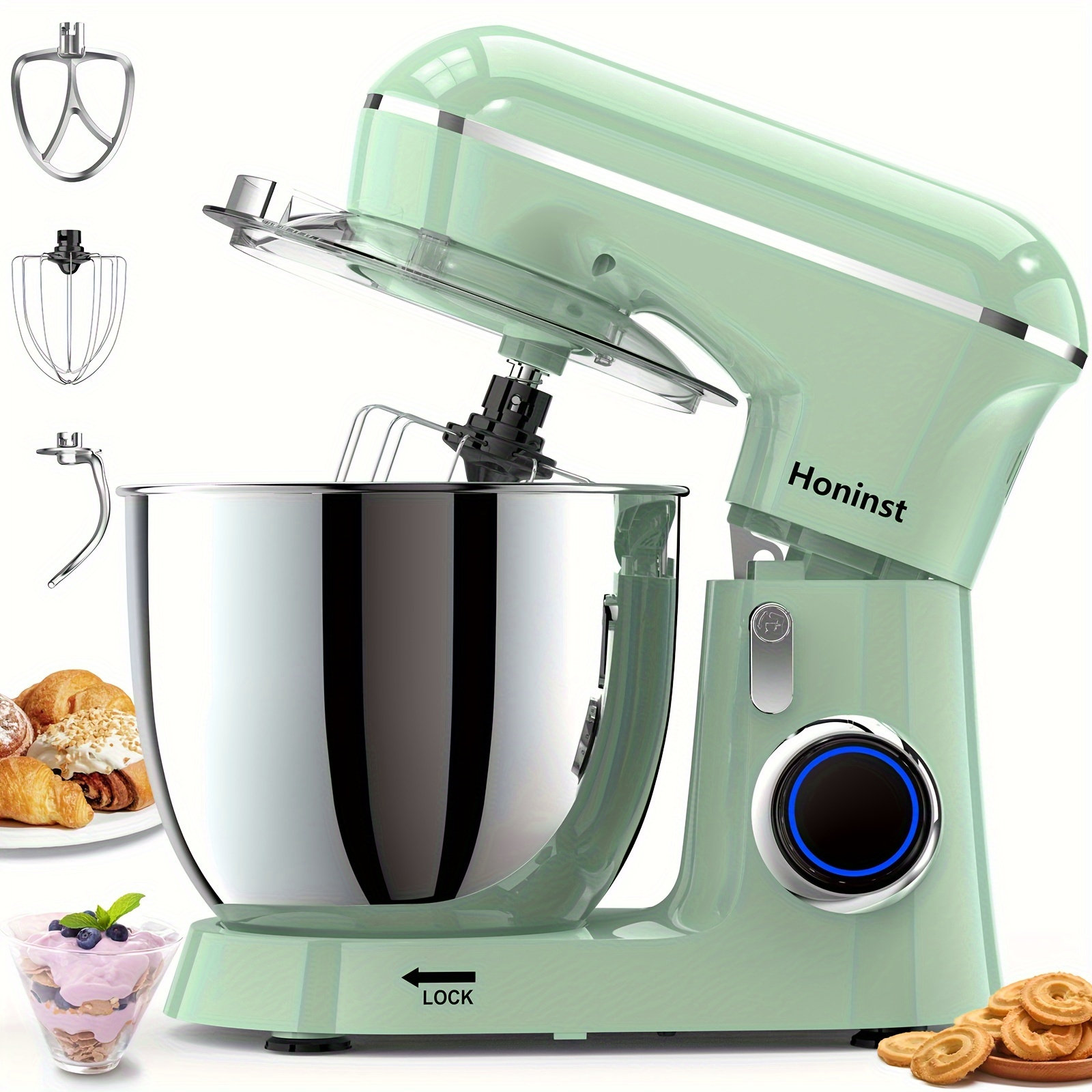 3-in- Food Stand Mixer With 10+ , Powerful Motor, 6.5 Qt Mixing Bowl - Includes Whisk, Dough Hook, Beater For Perfect Baking Experience, Baking Essentials, Stand Mixer For Kitchen, Christmas Gifts