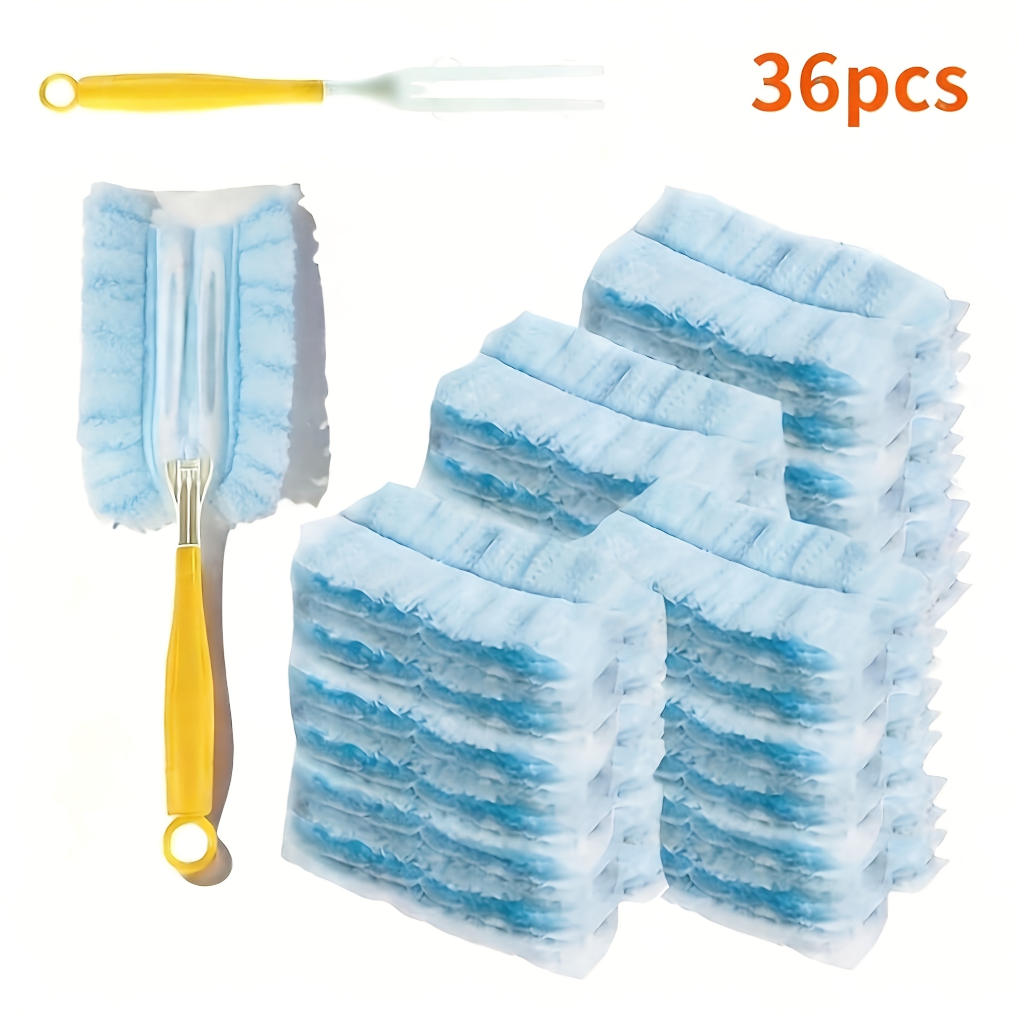 TEMU 36pcs Set (including 35pcs Blue Electrostatic Dust Cloths And 1pc Handle) Disposable Electrostatic Dusters, Essential For Home And Car Cleaning,