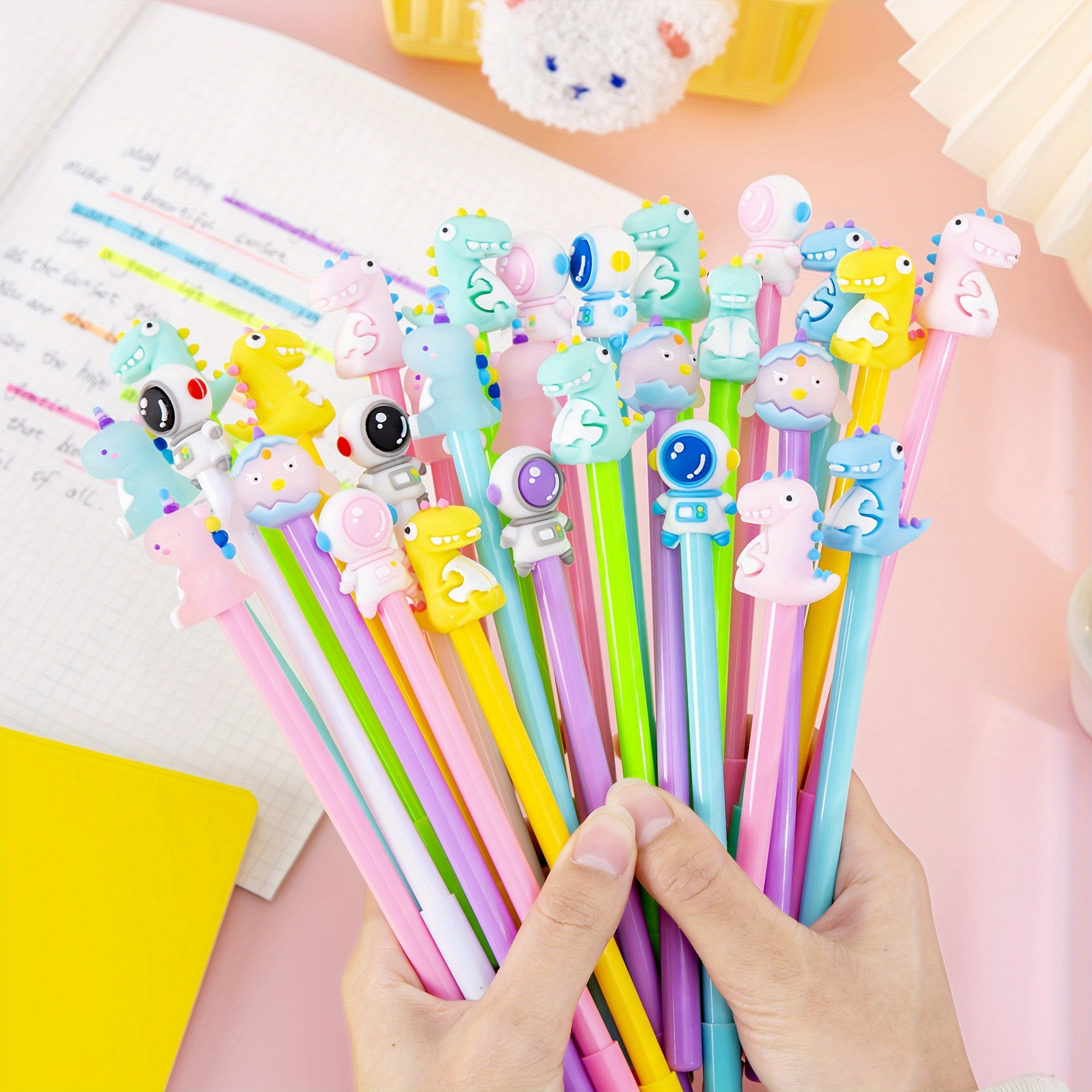 

12 Pack Cute Animal Figurine Gel Ink Rollerball Pens, Assorted Macaron Colors, Black Ink, Smooth Writing For Office And School Supplies