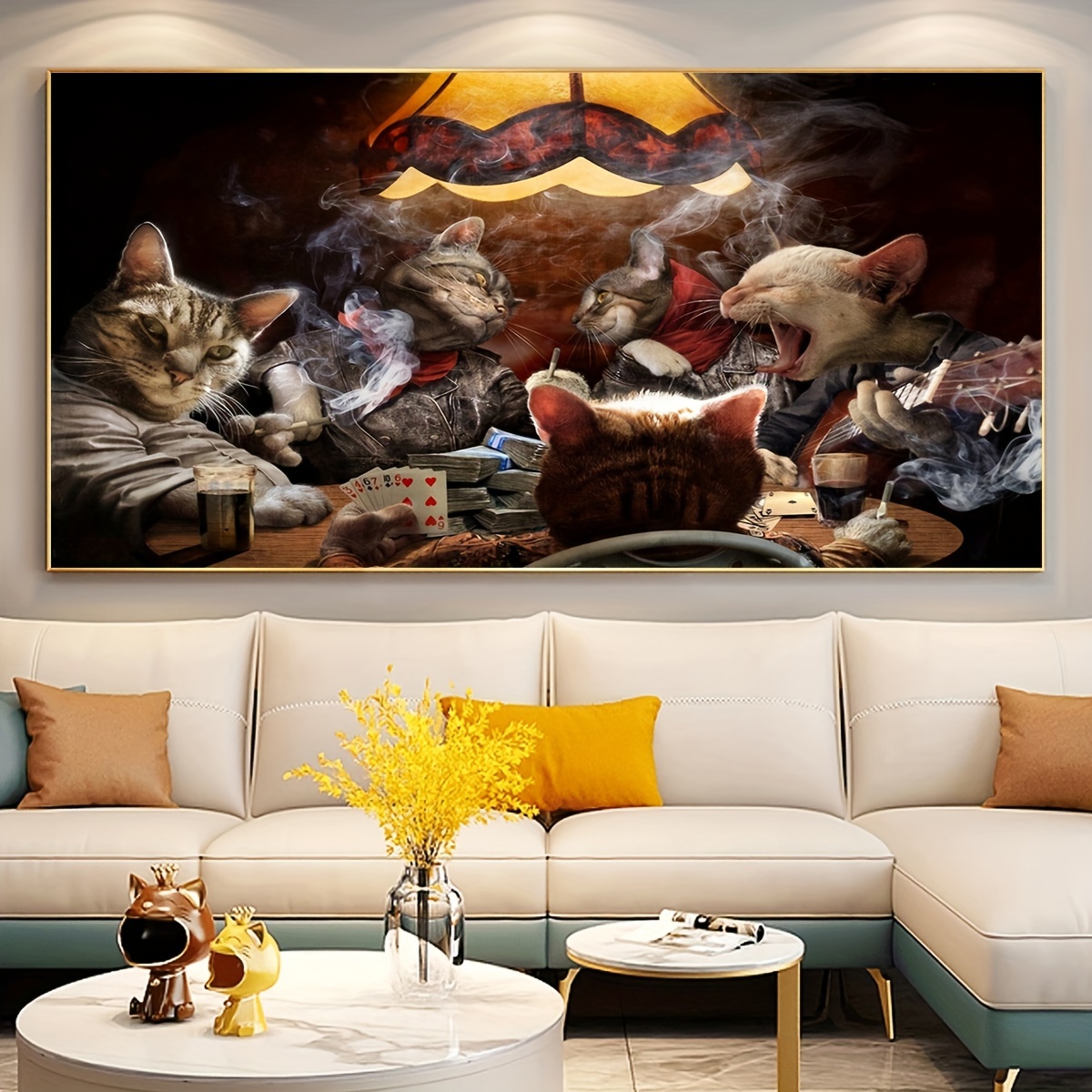  Lienzo abstracto de pintura de animales coloridos carteles e  impresiones de perros lindos cuadros de pared para sala de estar, cuadros  para decoración del hogar, marco interior de 15.7 x 31.5