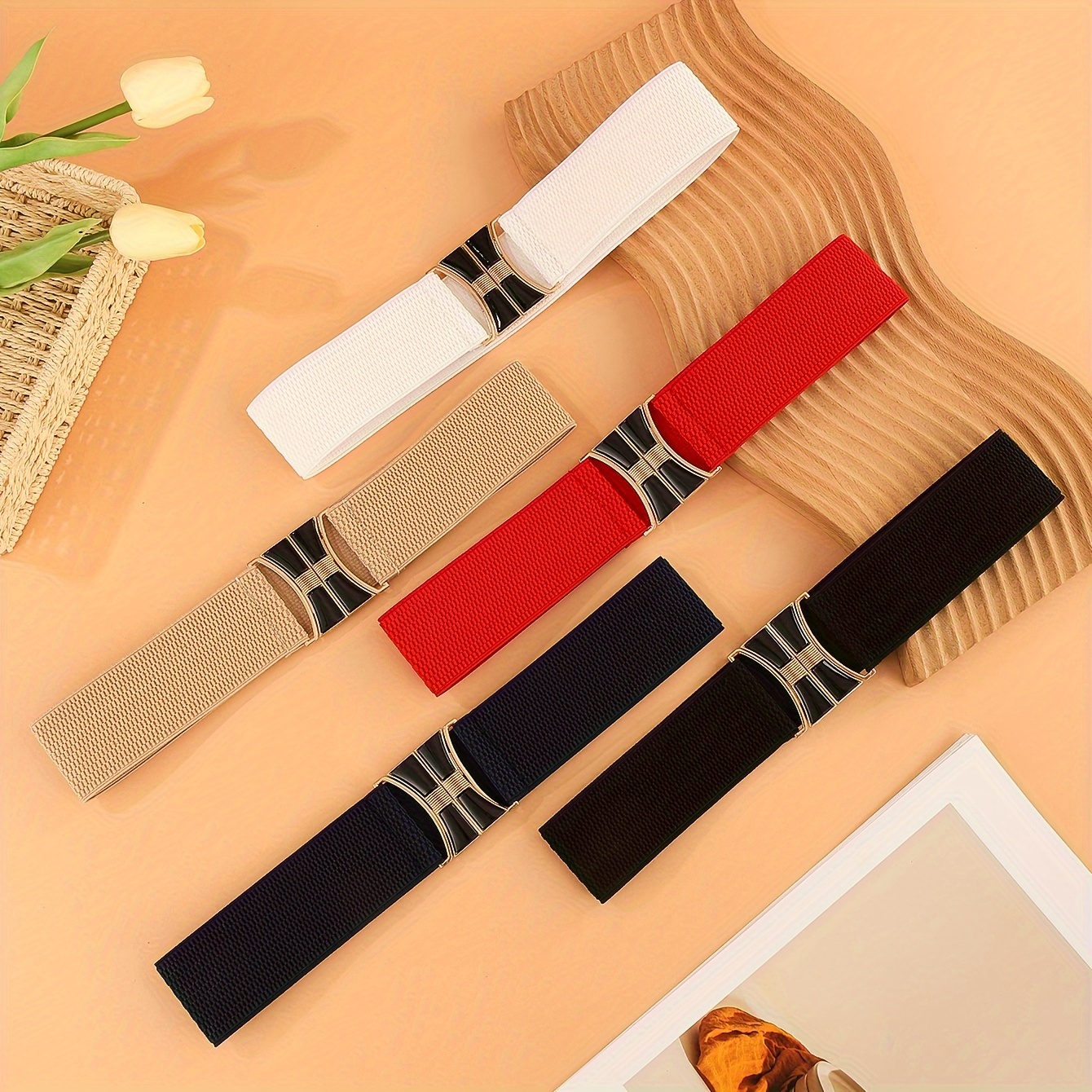 

1pc Women's Stretchy Waist Belt - Slimming, Casual & Fashionable Accessory In White, , Red, Navy, Black | Dresses & Casual Attire