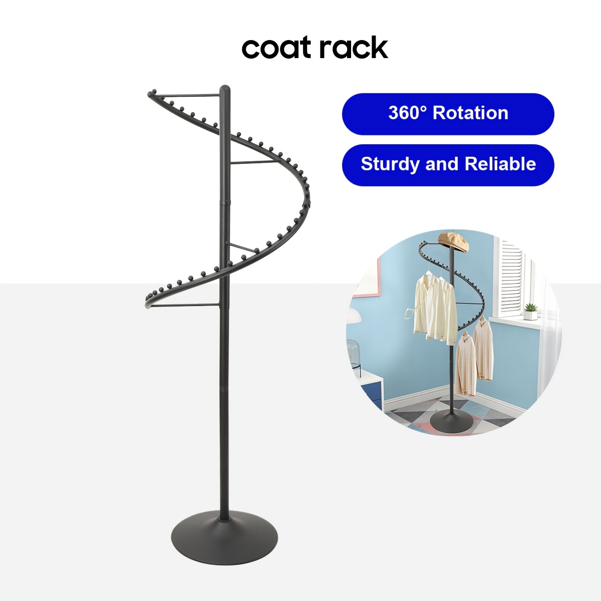 Spiral Clothing Rack, Freestanding Rotating Clothes Hanger, Modern Retail Clothes Display Racks For Storage, Boutique Clothe Rack For Bedroom Living Room And Store