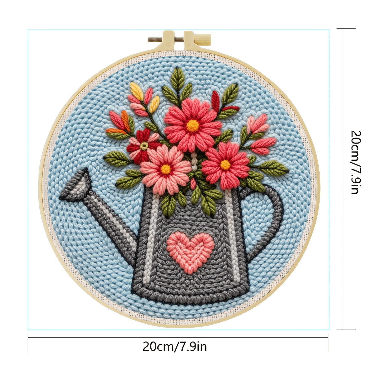 2D Adult Beginner Punch Needle Embroidery Kit with Floral Theme