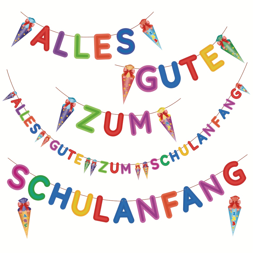 Image of 1set, Colorful Alles Gute Zum Schulanfang String Banner, First Day Of School Decorations, German Einschulung Garland With , Back To School Party Supplies For 1st Grade, School Classroom Decor