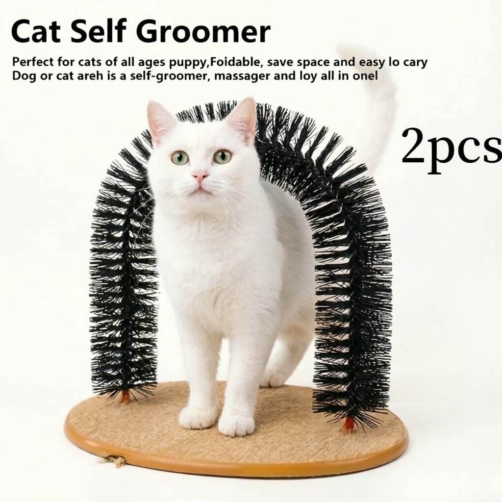 TEMU 2pcs Set Of Cat Self-grooming Replacement Brushes, Arch-shaped Massage Combs, Pet Hair Grooming And Scratching Combs, Brush Heads , Base Not