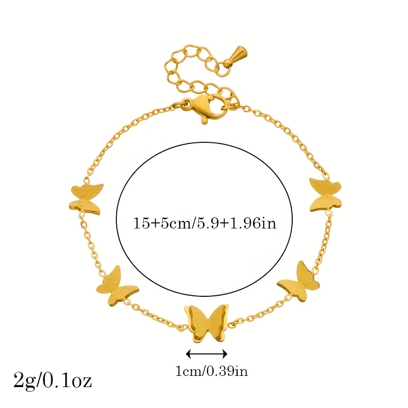 Golden Butterfly Bracelet Stainless Steel Delicate Chain