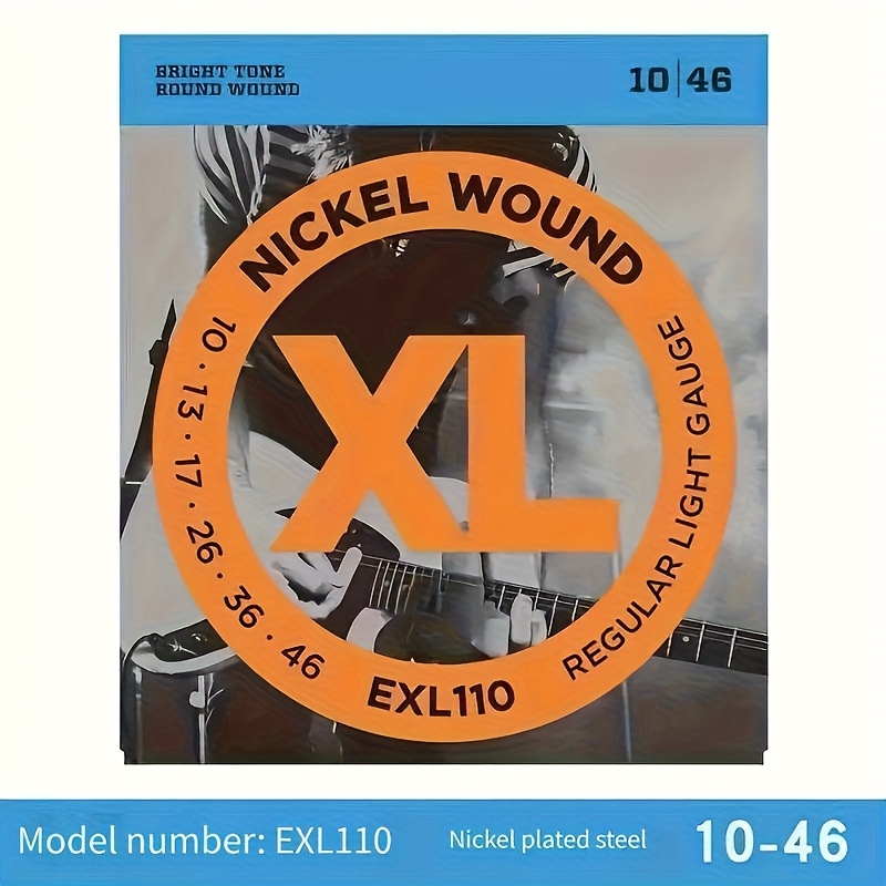 Electric Guitar Strings - Nickel-plated High Carbon Steel Alloy Wound Guitar Strings, 10-46, Super Light, 6 Strings Set - For Beginners And Skilled Guitarists